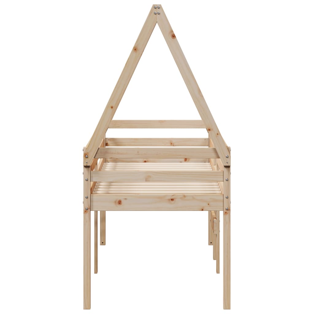 Visoki krevet s krovom 75 x 190 cm od masivne borovine