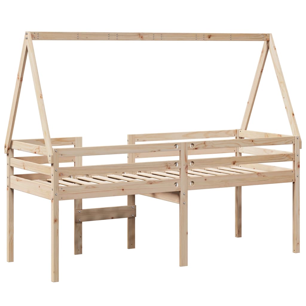 Visoki krevet s krovom 75 x 190 cm od masivne borovine