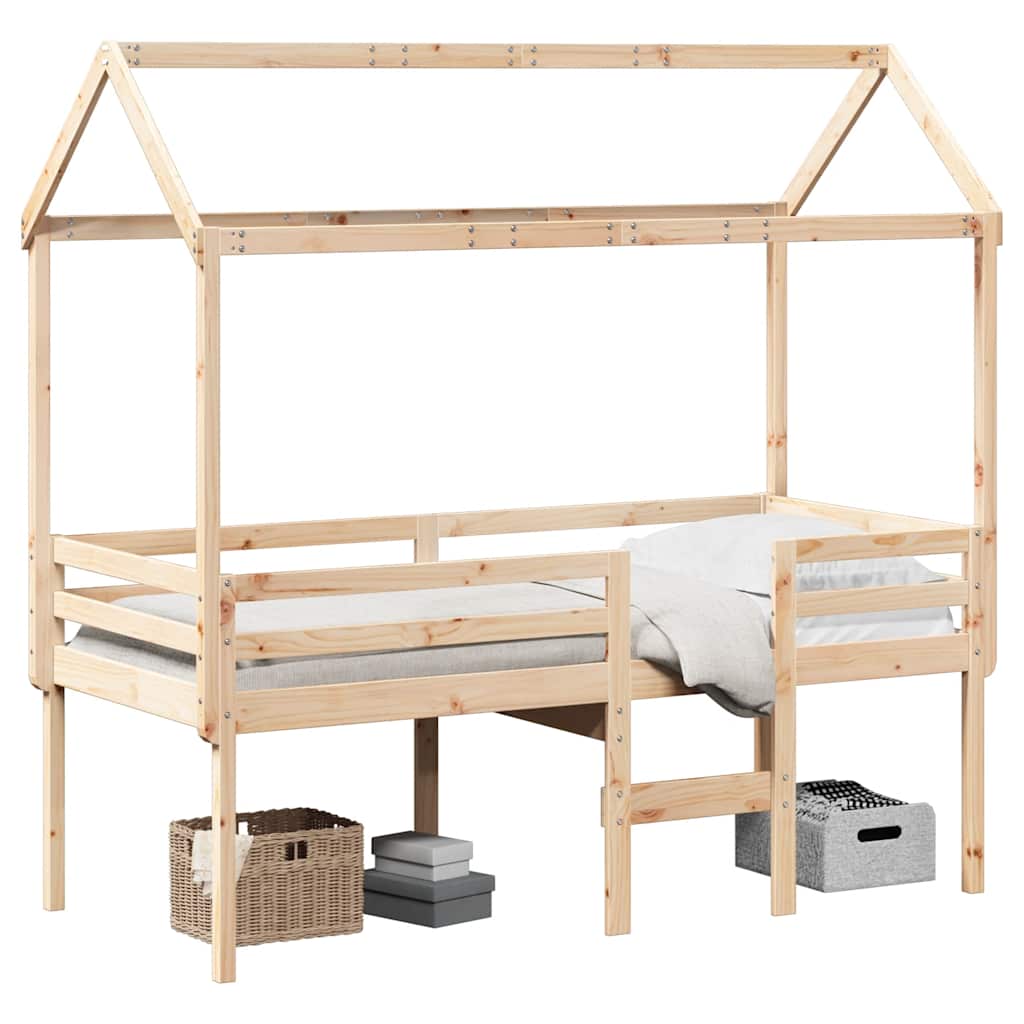 Visoki krevet s krovom 90 x 190 cm od masivne borovine