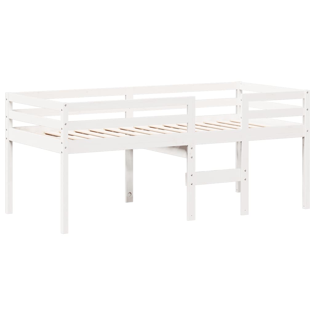 Visoki krevet s krovom bijeli 90 x 190 cm od masivne borovine