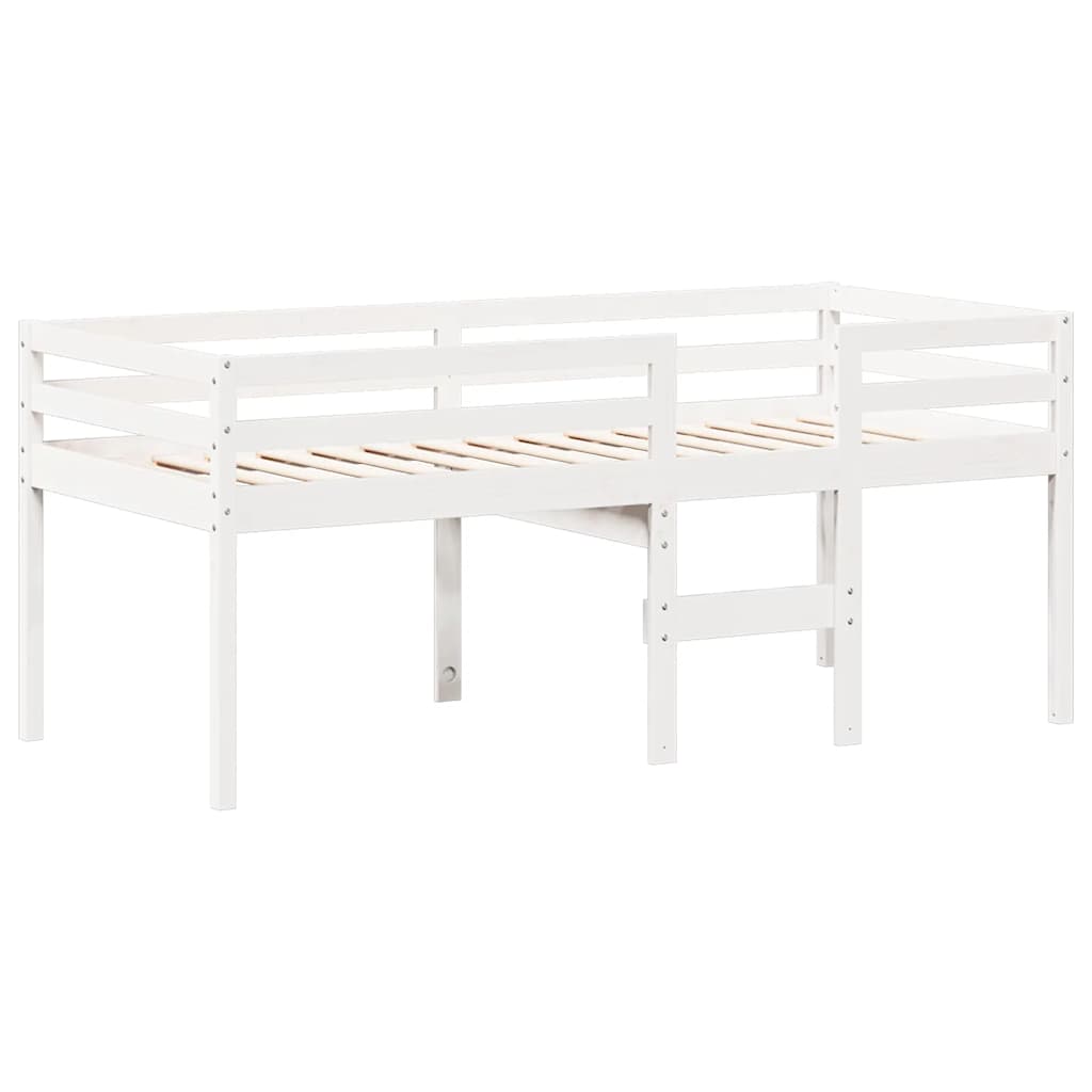 Visoki krevet s krovom bijeli 75 x 190 cm od masivne borovine