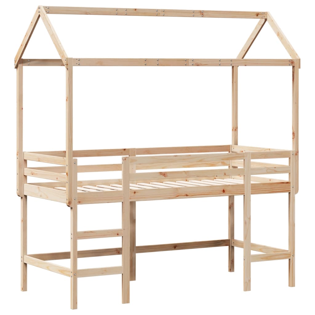 Krevet na kat s ljestvama i krovom 90x190 cm od borovine