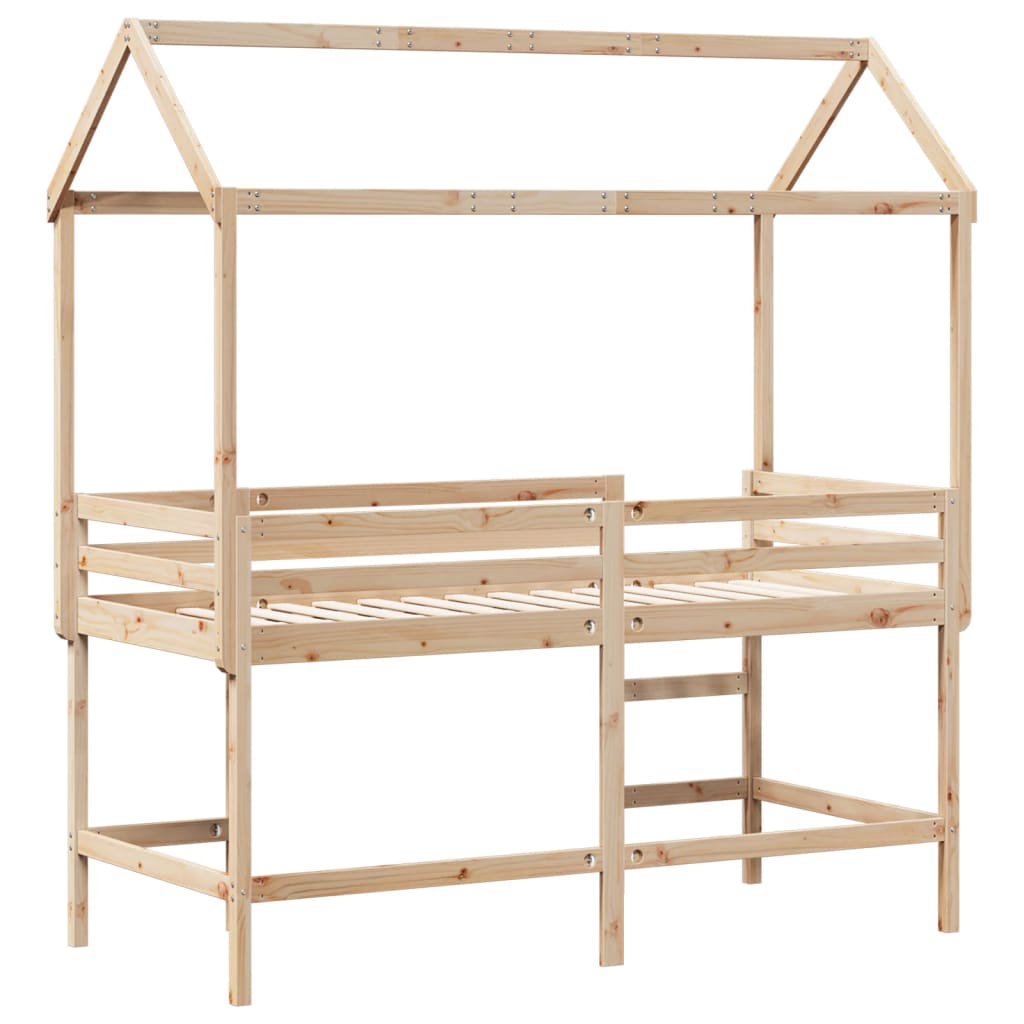 Krevet na kat s ljestvama i krovom 90x190 cm od borovine