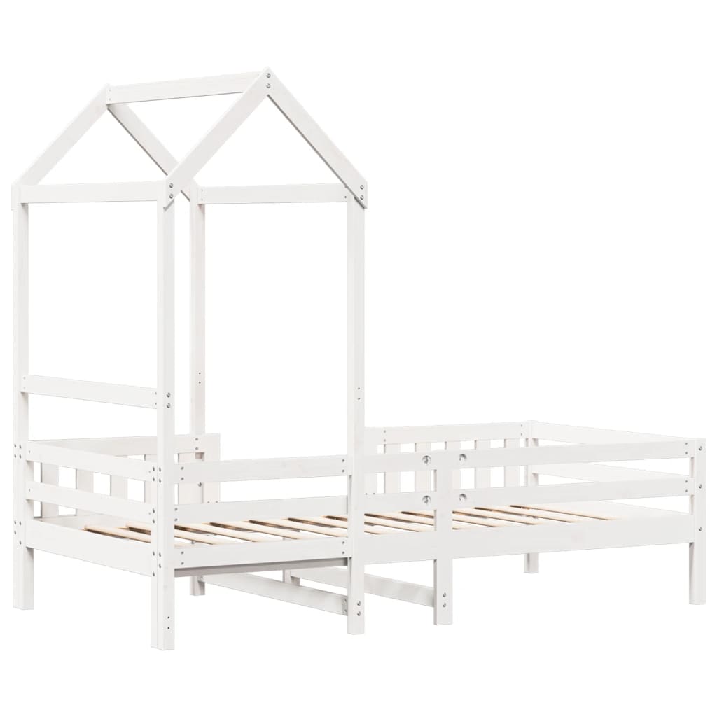 Okvir kreveta s krovom bijeli 75x190 cm od borovine