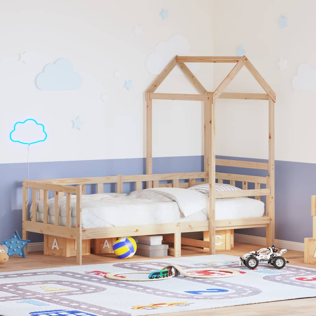 Dnevni krevet s krovom bez madraca 80 x 200 cm masivno drvo
