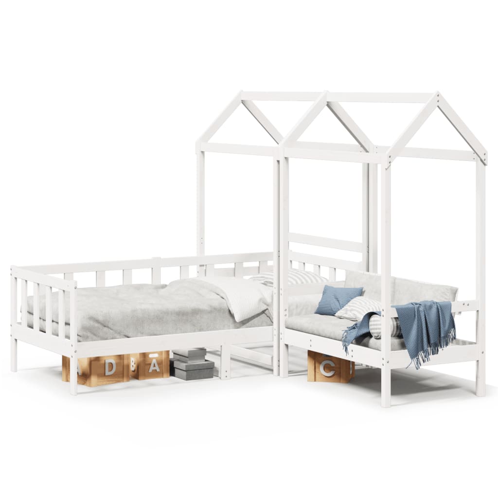 Dnevni krevet i klupa s krovom bez madraca bijeli 80x200 cm