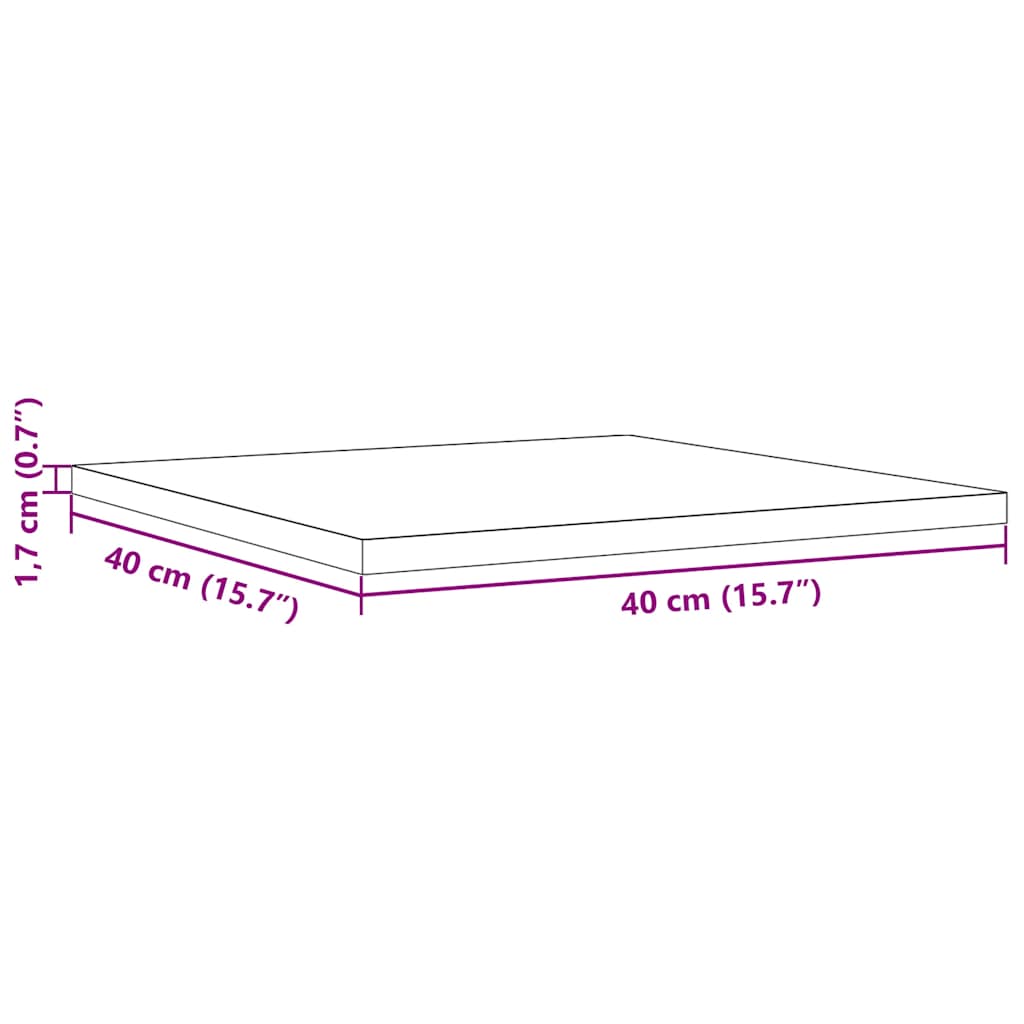 Ploča za stol 40 x 40 x 1,7 cm četvrtasta od masivne borovine