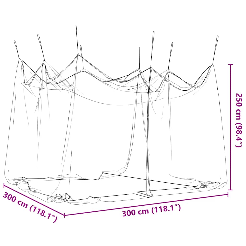 Mreža protiv komaraca za vanjsku upotrebu 220 mreža crna 300x300x250 cm