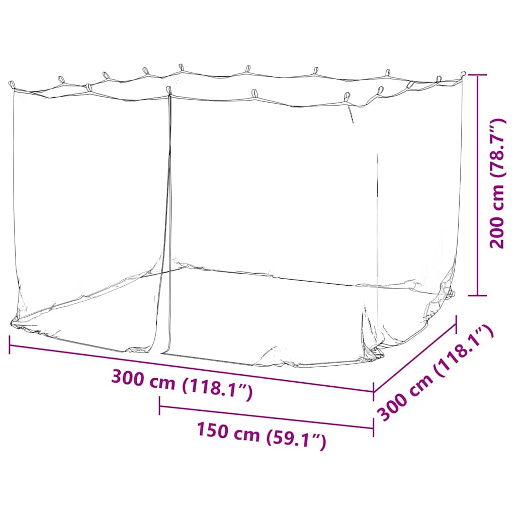 Mreža protiv komaraca za vanjsku upotrebu 220 mreža crna 300x300x200 cm