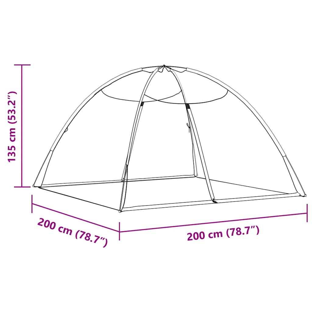 Komarnik Mongolia s vratima 220 mrežasti crni 200x200x135 cm