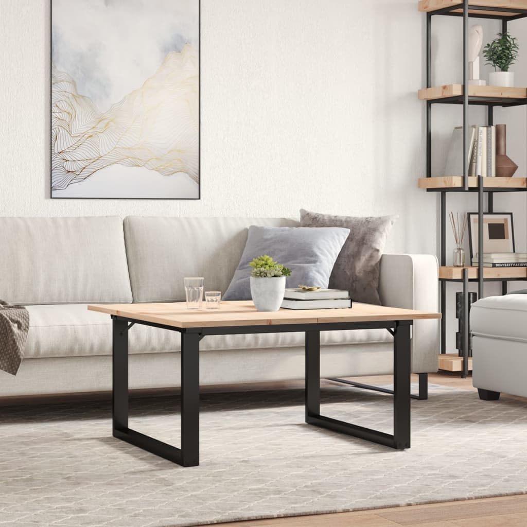 Stolić za kavu O-oblika 80x80x45 cm borovina i čelik
