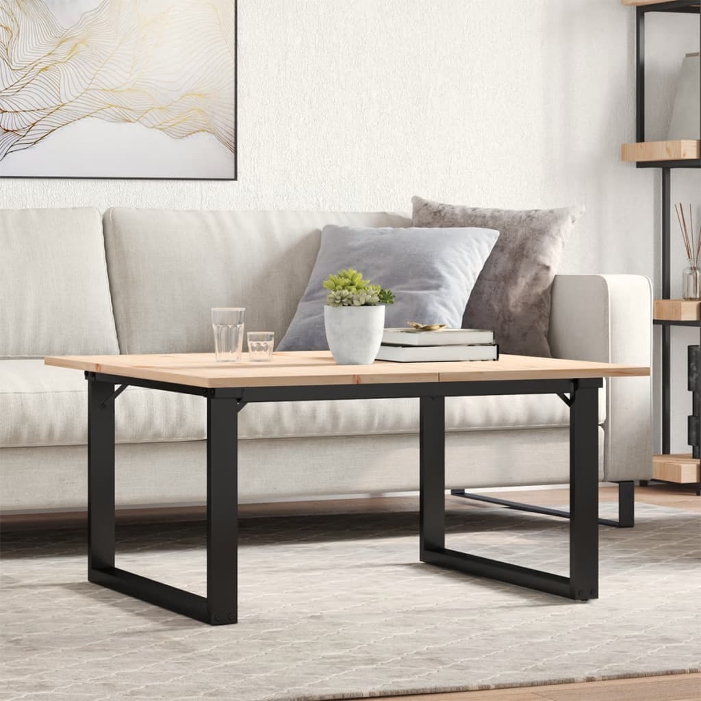 Stolić za kavu O-oblika 90x90x45 cm borovina i čelik