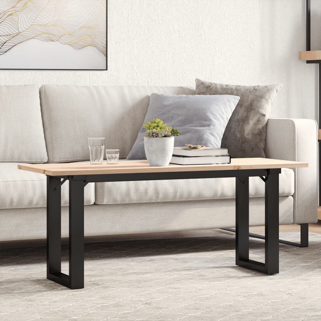 Stolić za kavu O-oblika 110x40x45cm borovina i čelik