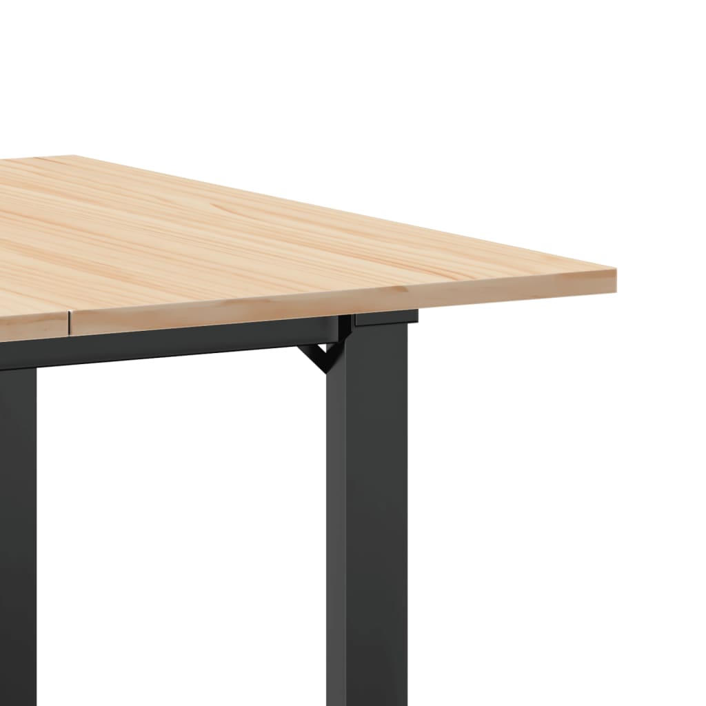 Blagovaonski stol O-oblika 90x90x75 cm od borovine i čelik