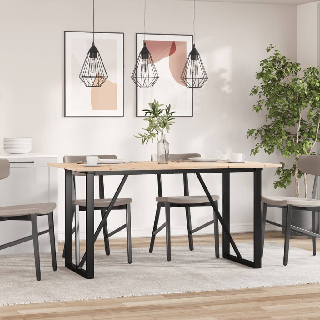 Blagovaonski stol O-oblika 140x80x75 cm od borovine i čelik