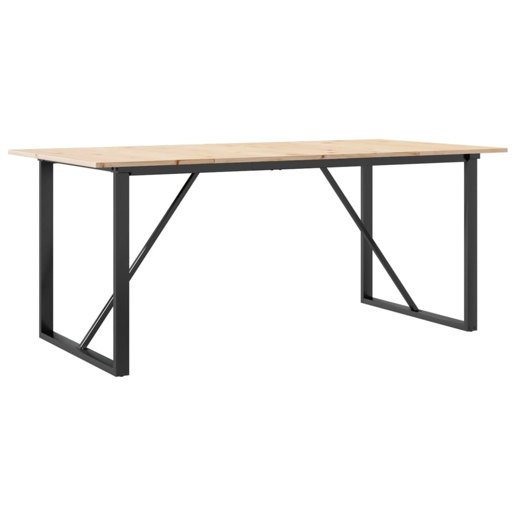 Blagovaonski stol O-oblika 180x90x75 cm od borovine i čelik