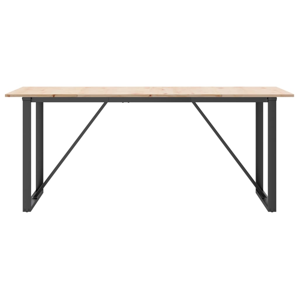 Blagovaonski stol O-oblika 180x90x75 cm od borovine i čelik