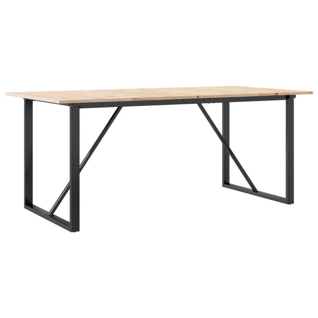 Blagovaonski stol O-oblika 180x90x75 cm od borovine i čelik