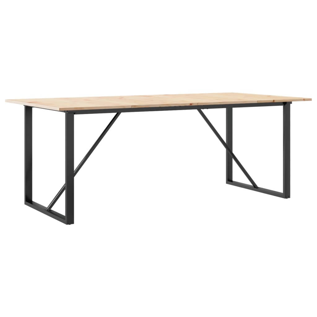 Blagovaonski stol O-oblika 200x100x75 cm od borovine i čelik