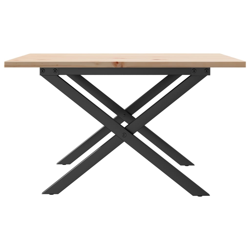 Stolić za kavu X-oblika 60x60x40 cm borovina i čelik
