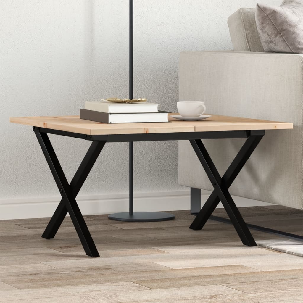 Stolić za kavu X-oblika 60x60x40 cm borovina i čelik