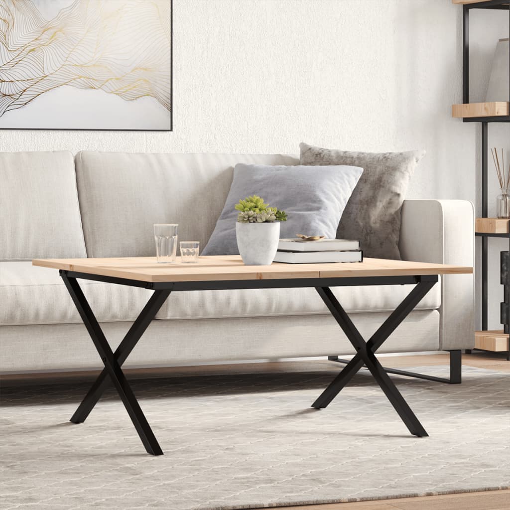 Stolić za kavu X-oblika 80x80x45 cm borovina i čelik
