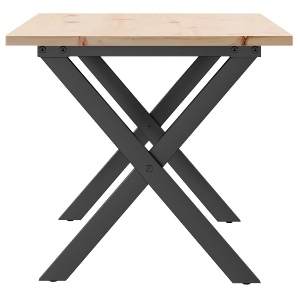 Stolić za kavu X-oblika 90x40x45 cm borovina i čelik