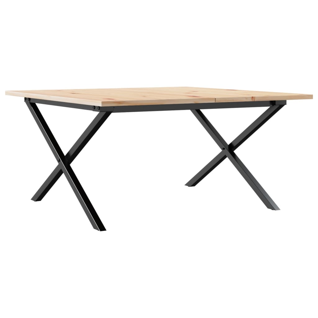 Stolić za kavu X-oblika 90x90x45 cm borovina i čelik