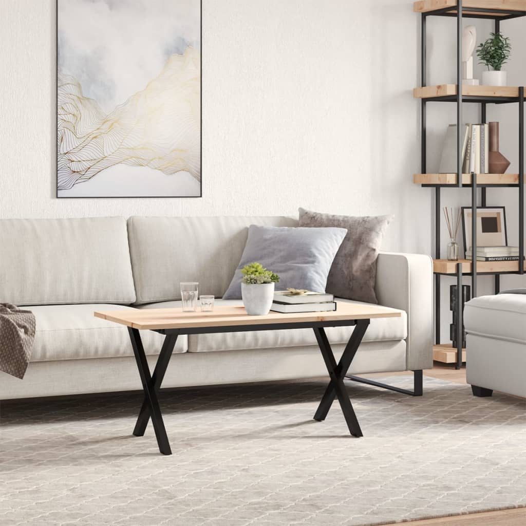 Stolić za kavu X-oblika 100x50x45cm borovina i čelik