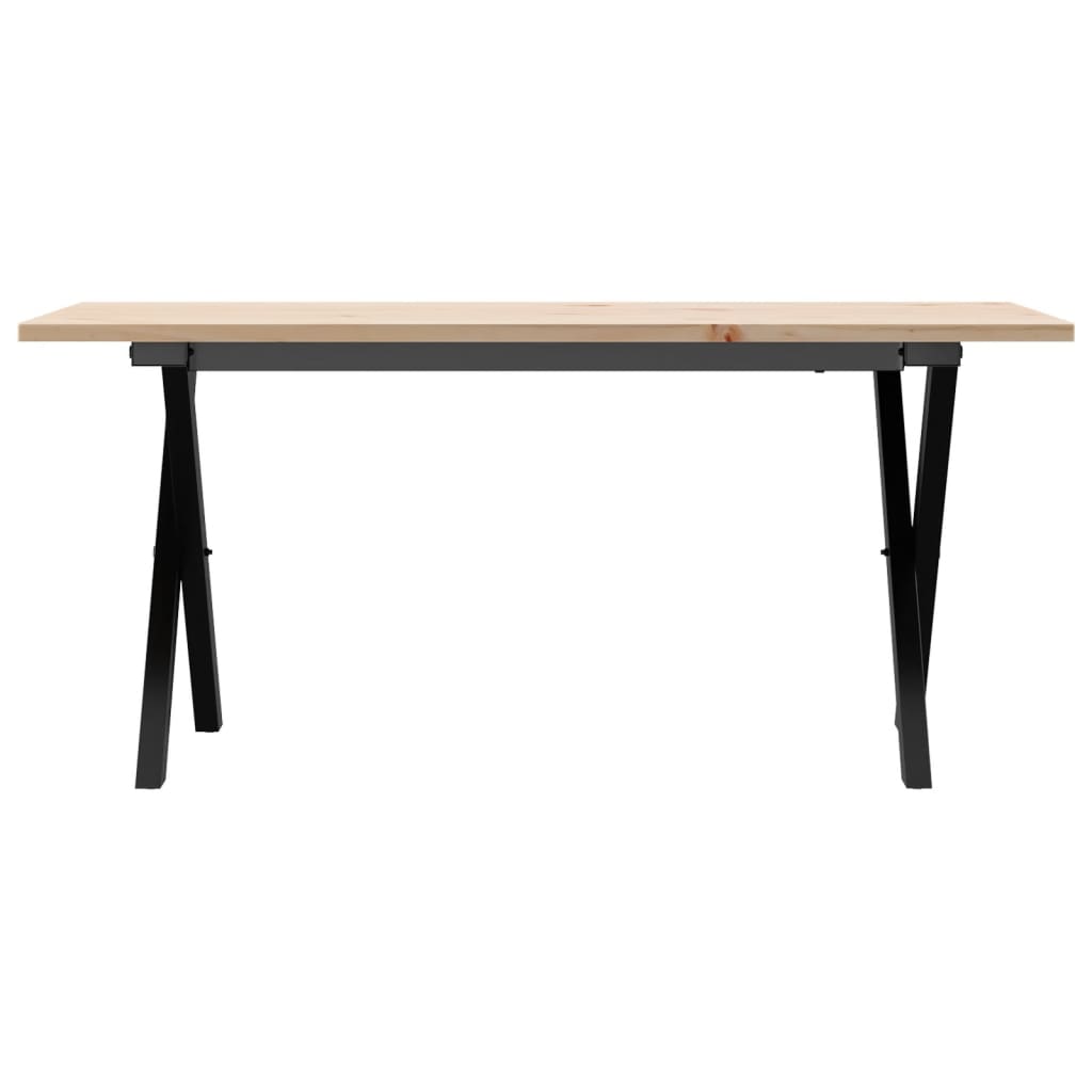 Stolić za kavu X-oblika 100x50x45cm borovina i čelik