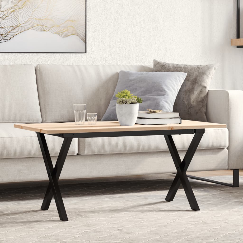 Stolić za kavu X-oblika 100x50x45cm borovina i čelik