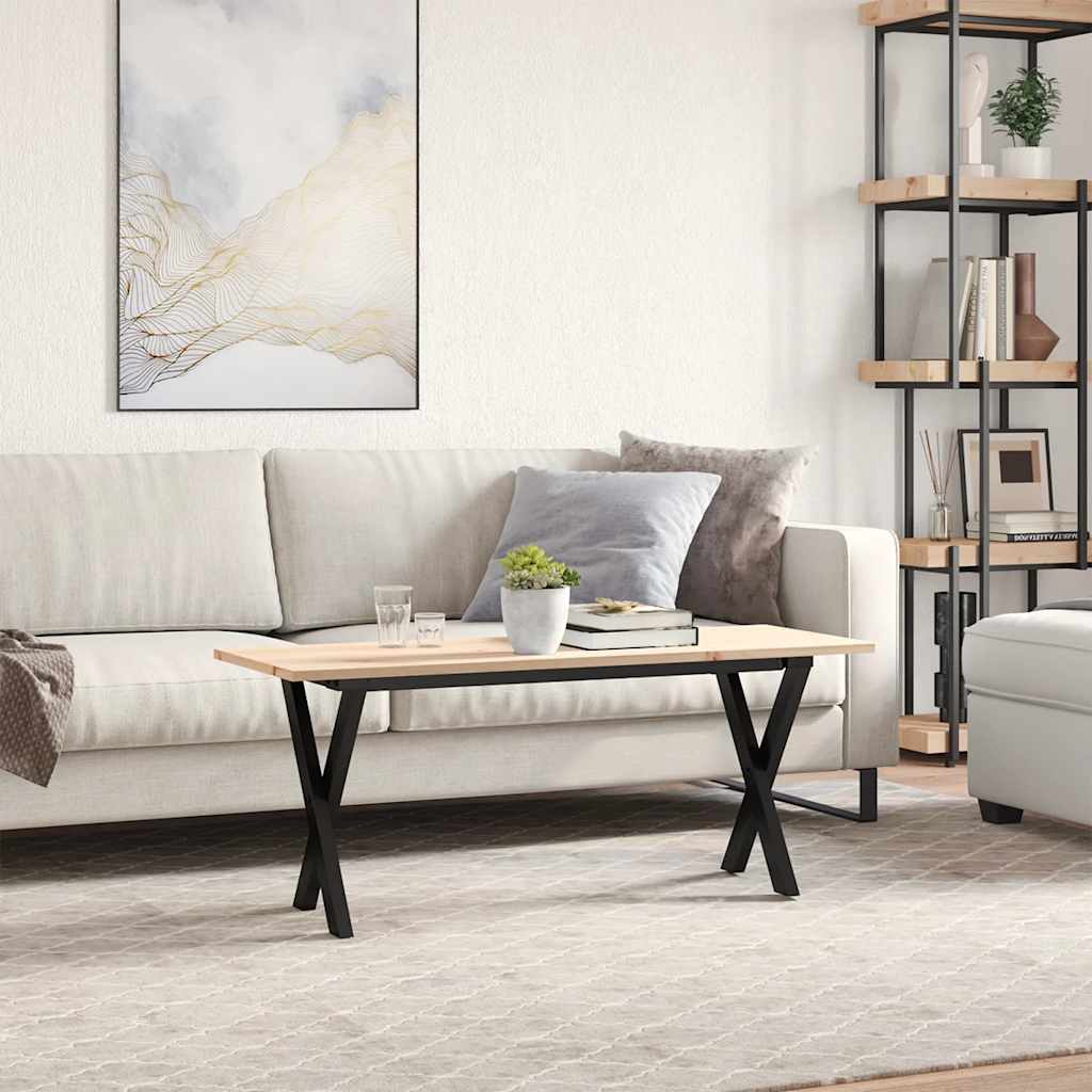 Stolić za kavu X-oblika 110x40x45cm borovina i čelik