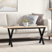 Stolić za kavu X-oblika 110x40x45cm borovina i čelik