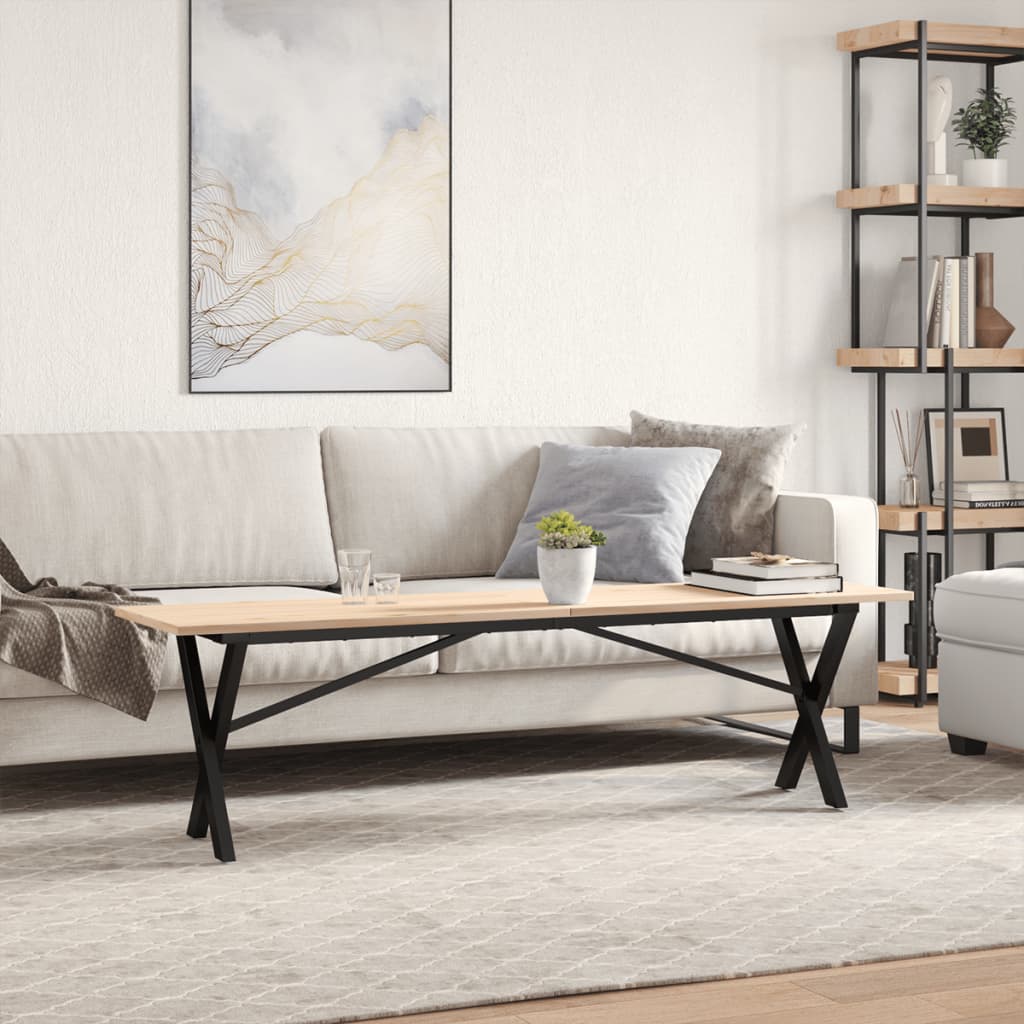 Stolić za kavu X-oblika 160x40x45cm borovina i čelik