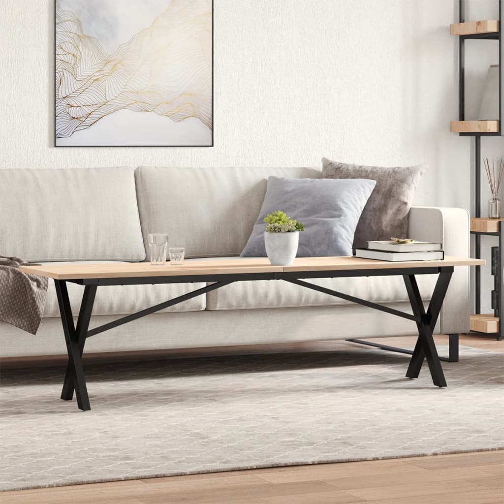Stolić za kavu X-oblika 160x40x45cm borovina i čelik