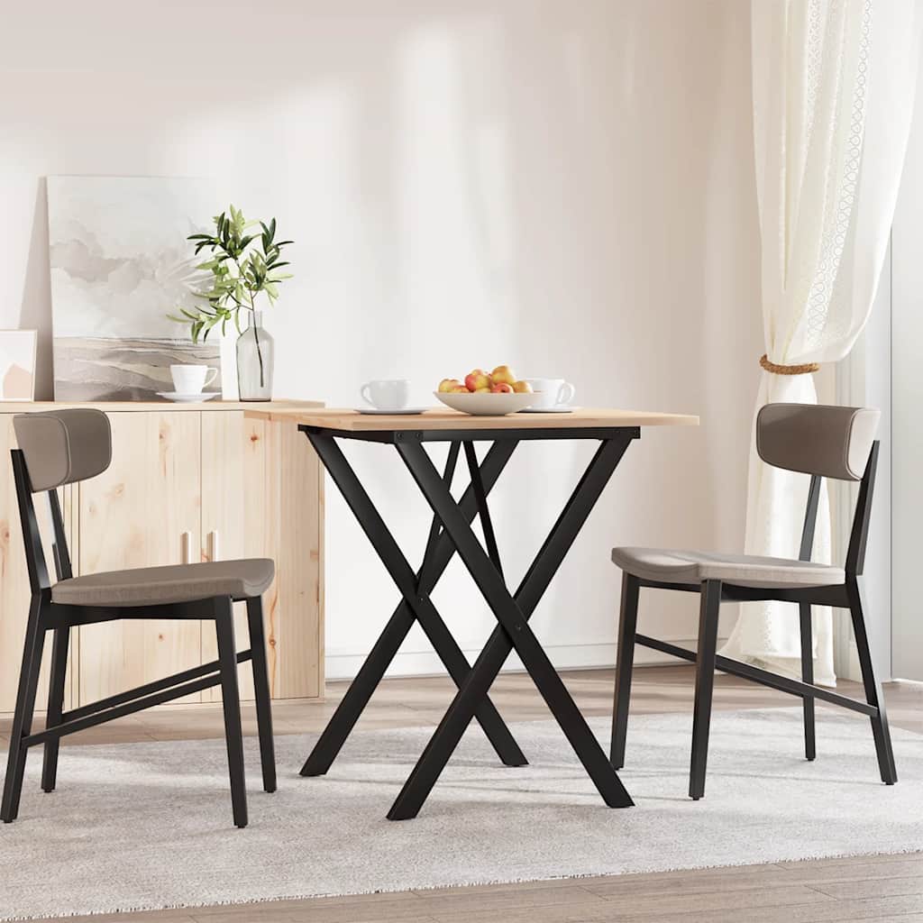 Blagovaonski stol X-oblika 70x70x75 cm od borovine i čelik