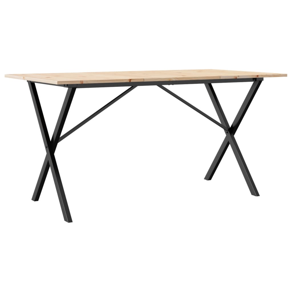 Blagovaonski stol X-oblika 140x80x75 cm od borovine i čelik