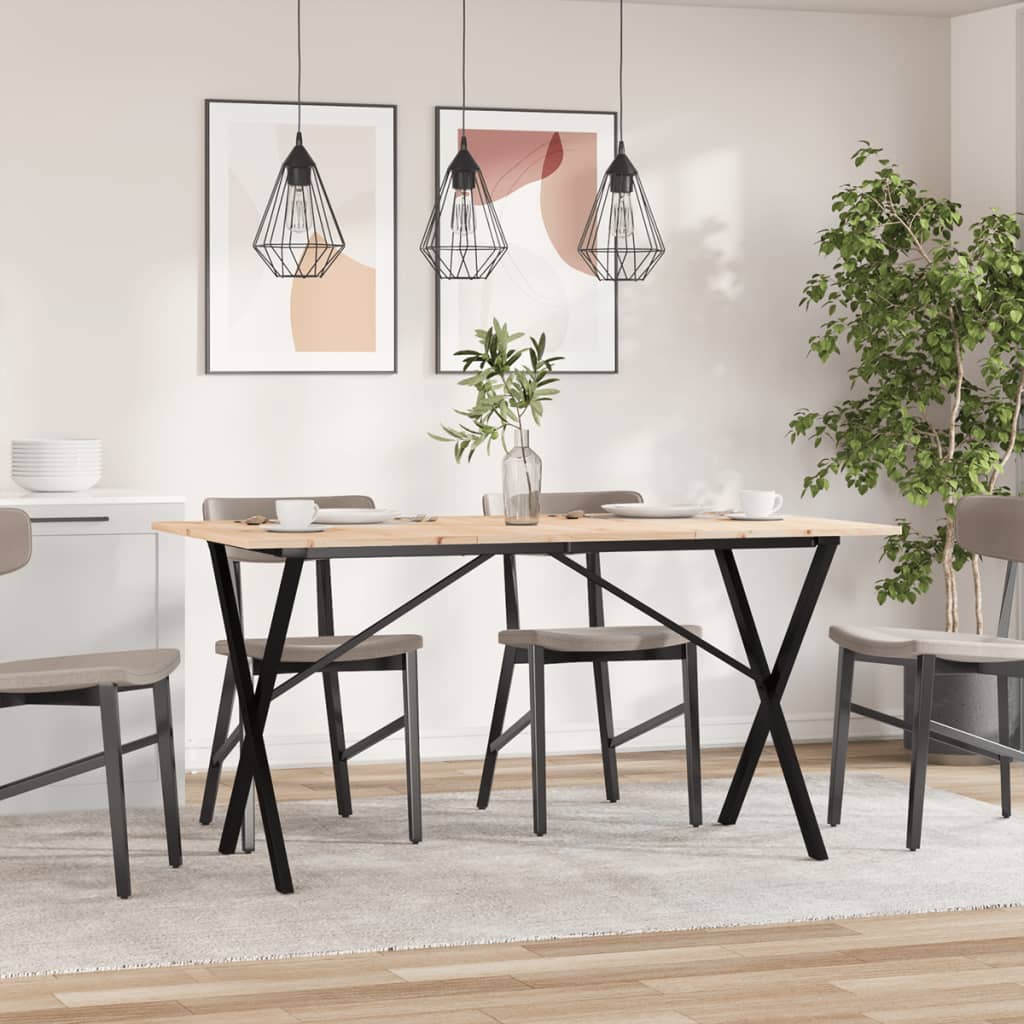 Blagovaonski stol X-oblika 140x80x75 cm od borovine i čelik