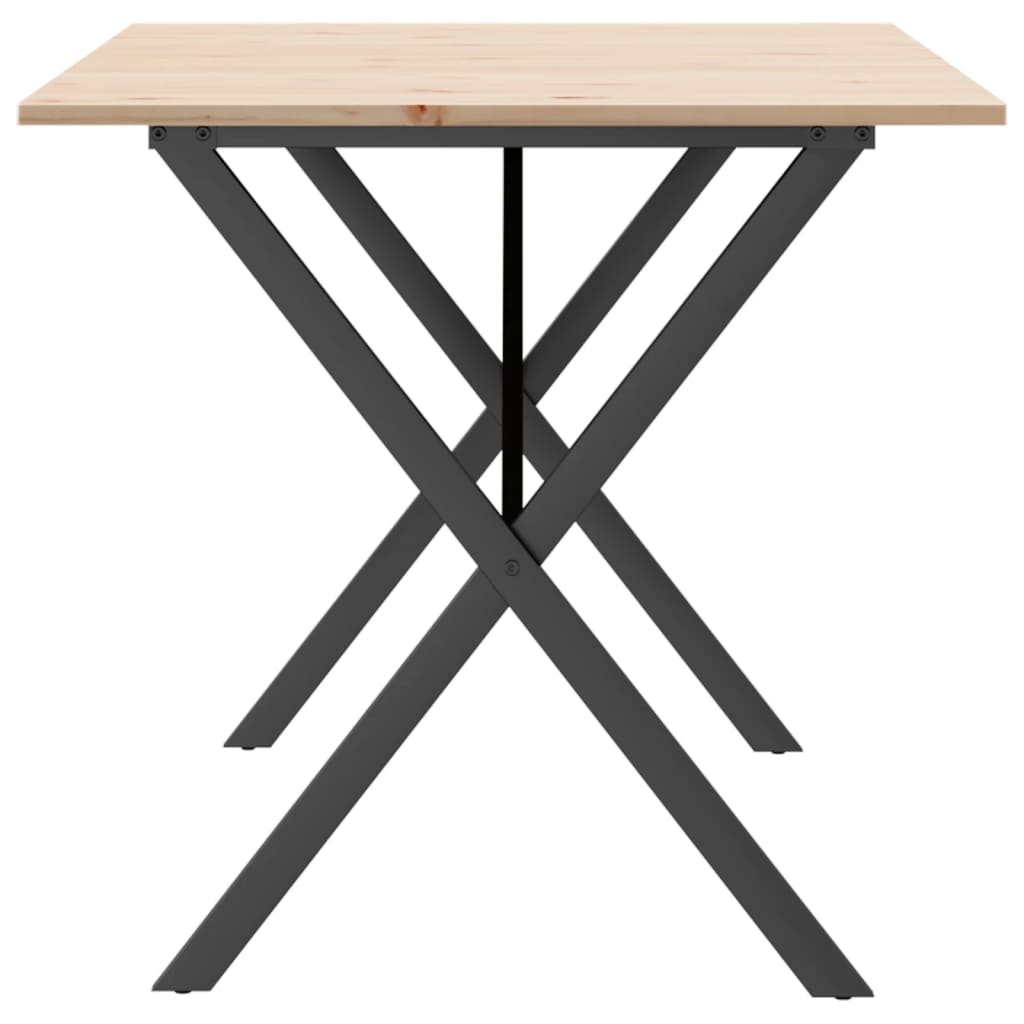 Blagovaonski stol X-oblika 140x80x75 cm od borovine i čelik