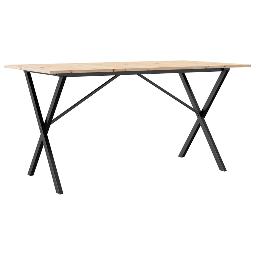 Blagovaonski stol X-oblika 160x80x75 cm od borovine i čelik