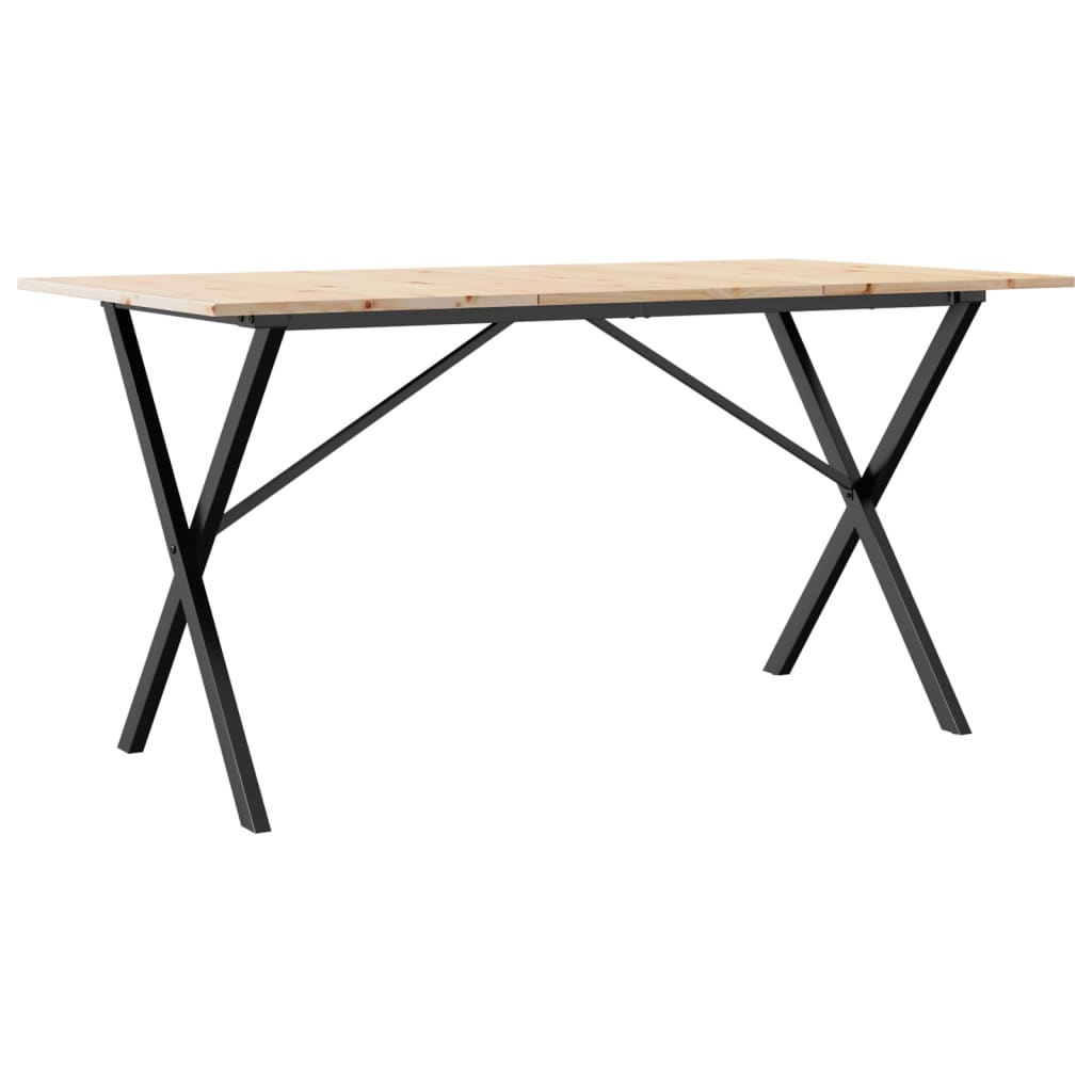 Blagovaonski stol X-oblika 160x80x75 cm od borovine i čelik