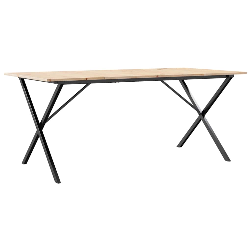 Blagovaonski stol X-oblika 180x90x75 cm od borovine i čelik