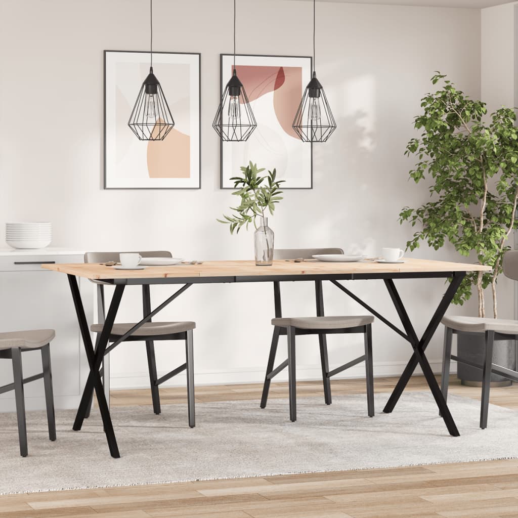 Blagovaonski stol X-oblika 180x90x75 cm od borovine i čelik