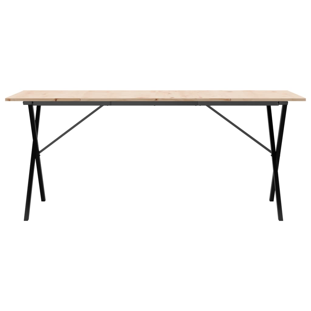 Blagovaonski stol X-oblika 180x90x75 cm od borovine i čelik