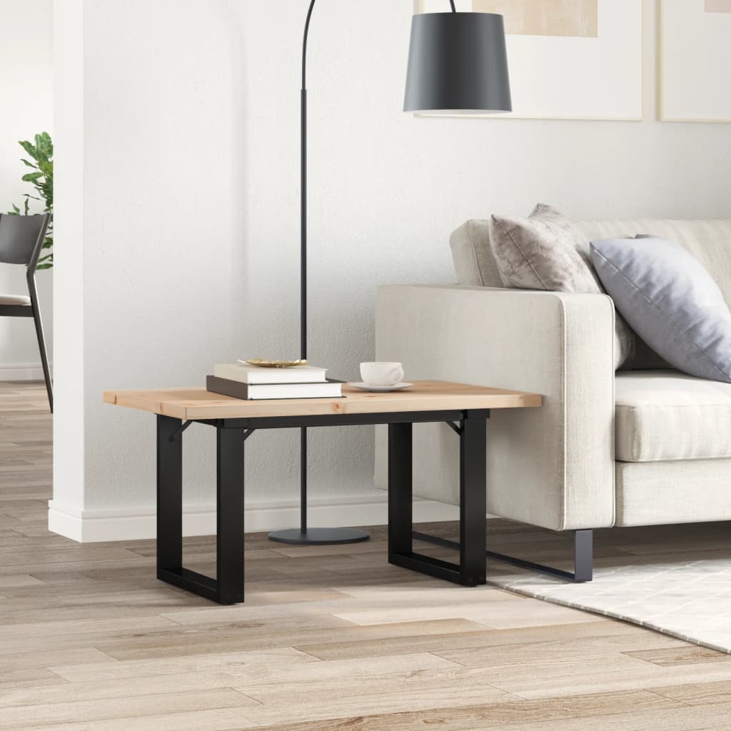 Stolić za kavu O-oblika 80x50x40,5 cm od borovine i čelik