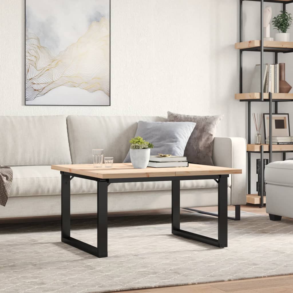 Stolić za kavu O-oblika 90x90x45,5 cm od borovine i čelik