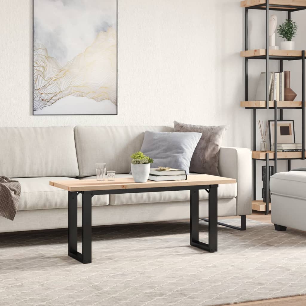 Stolić za kavu O-oblika 110x40x45,5 cm od borovine i čelik