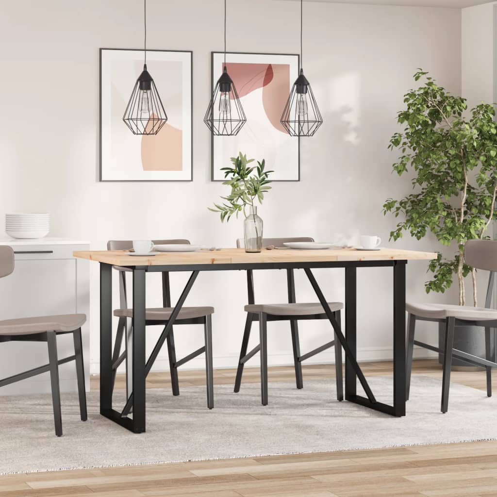 Blagovaonski stol O-oblika 140x80x75,5 cm od borovine i čelik