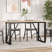 Blagovaonski stol O-oblika 140x80x75,5 cm od borovine i čelik
