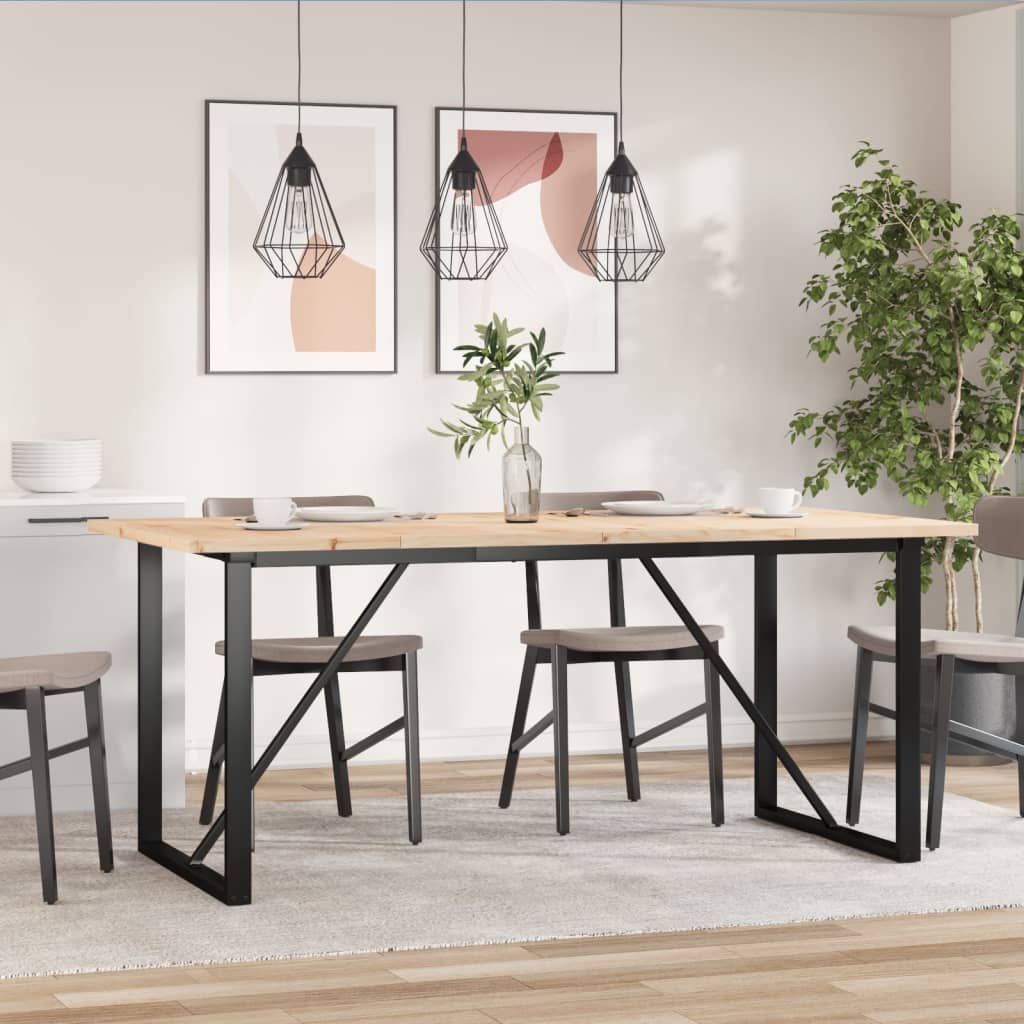 Blagovaonski stol O-oblika 180x90x75,5 cm od borovine i čelik